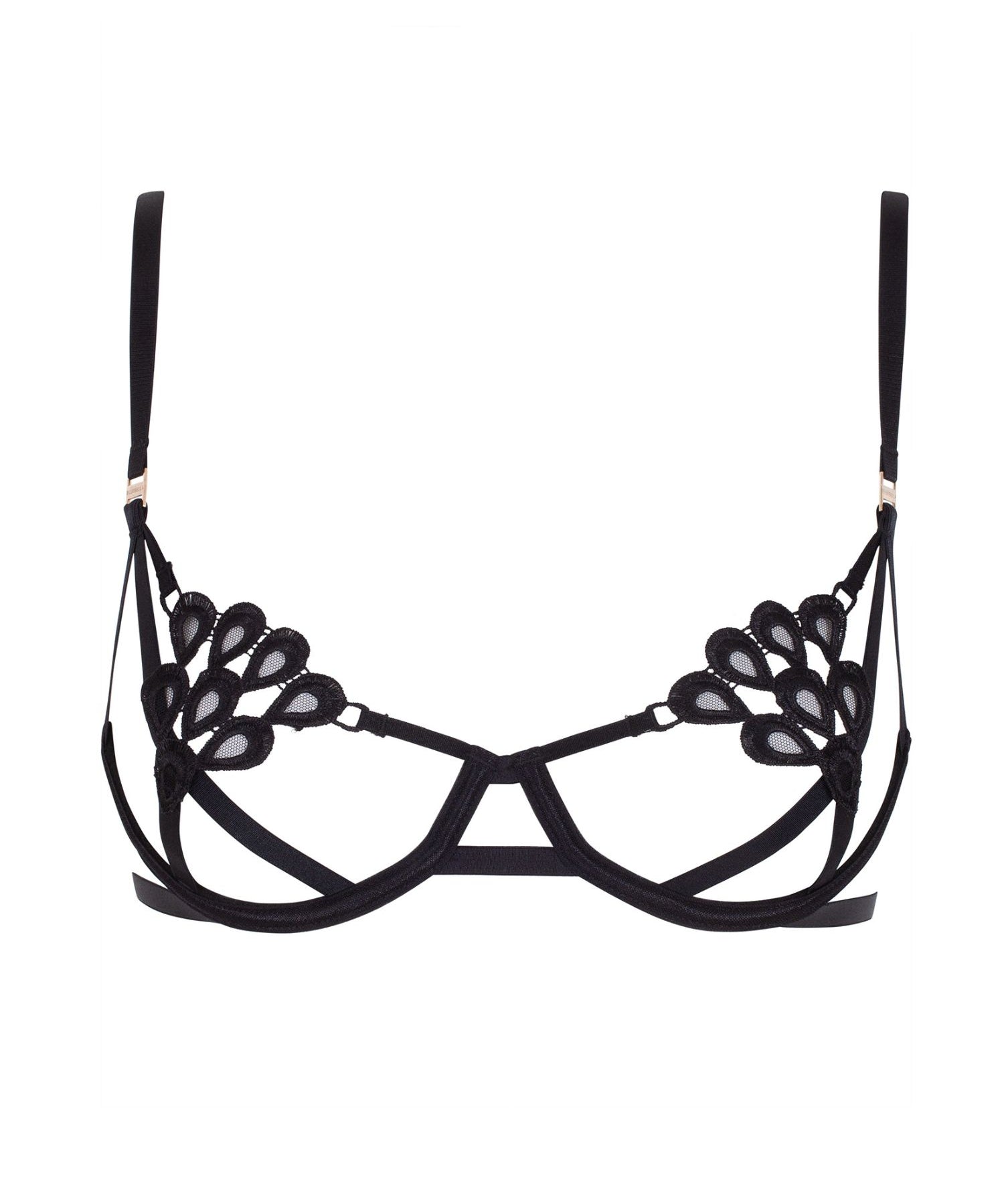 Bluebella Aria Open Bra - Black Embroidery Cupless Bra | Avec Amour Sexy Lingerie