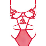 Bluebella Aria Wired Body (Red) - Cupless Bodysuit | Avec Amour Sexy Lingerie