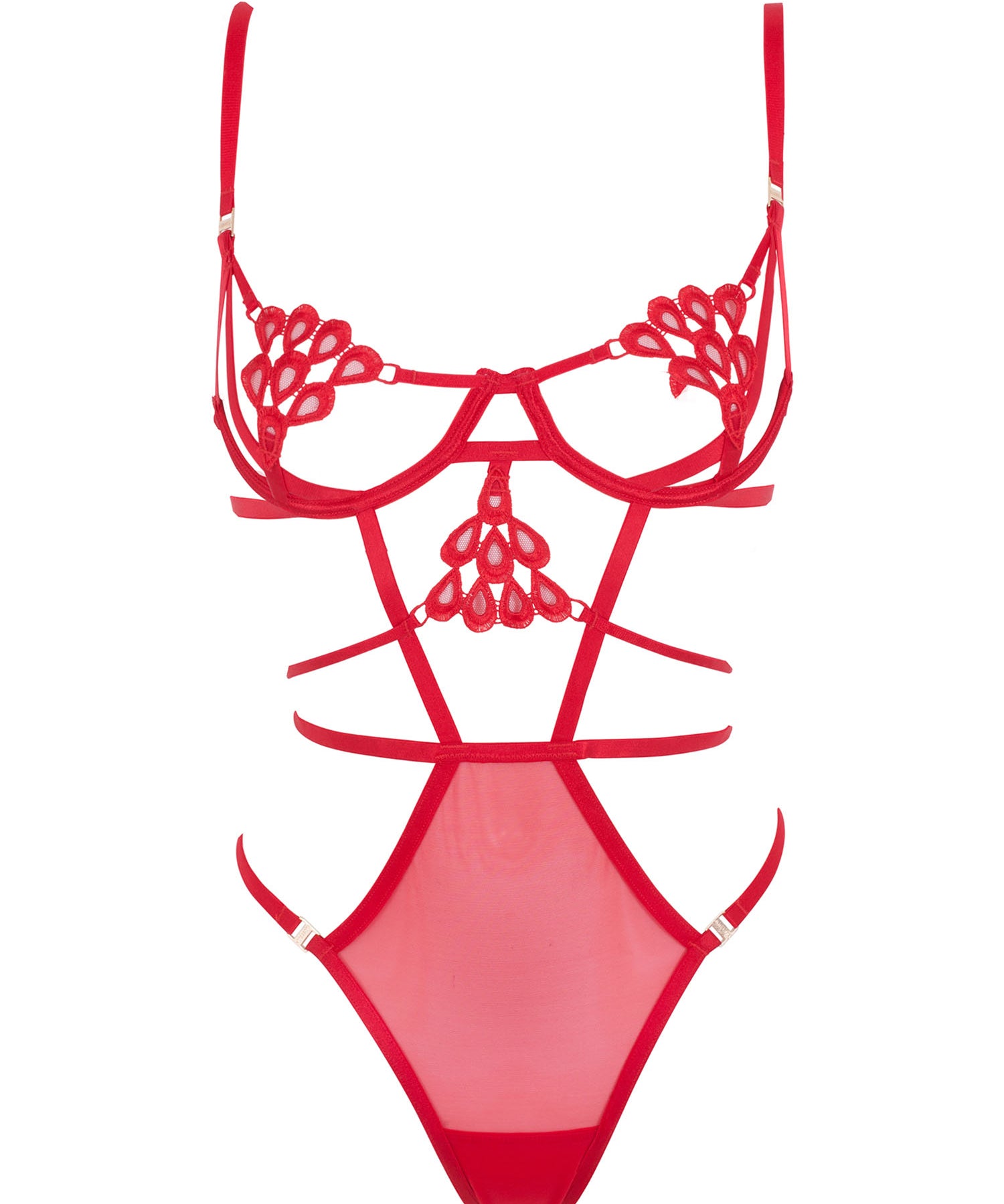 Bluebella Aria Wired Body (Red) - Cupless Bodysuit | Avec Amour Sexy Lingerie