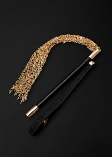 Bluebella Aurora mesh thong with metallic gold chain tassle detail in black