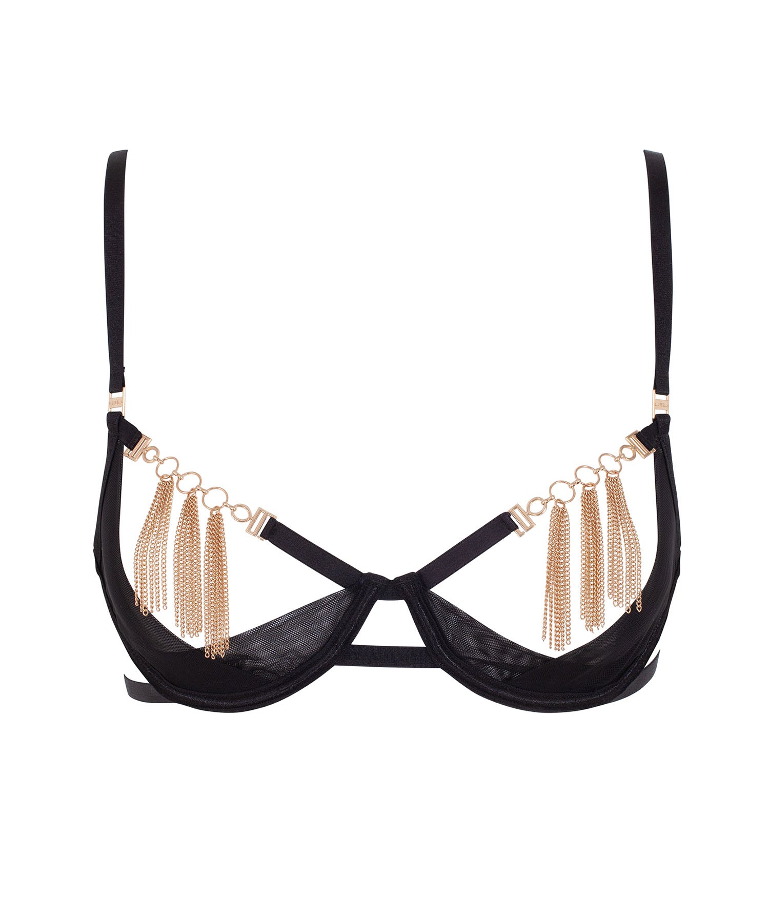 Bluebella Aurora Open Bra (Black/Gold) - Underwired Cupless Bra | Avec Amour Sexy Lingerie