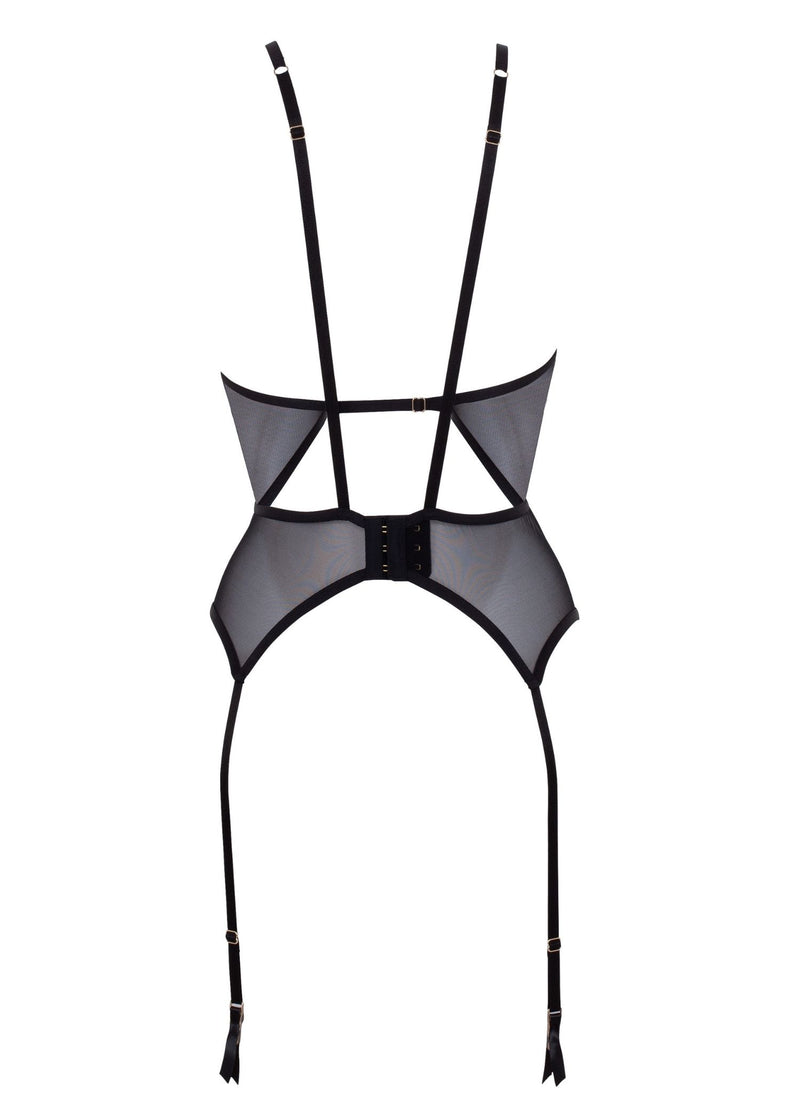 Bluebella Avery Black Soft Basque - Bodysuit with Suspender Belts - Luxury Lingerie