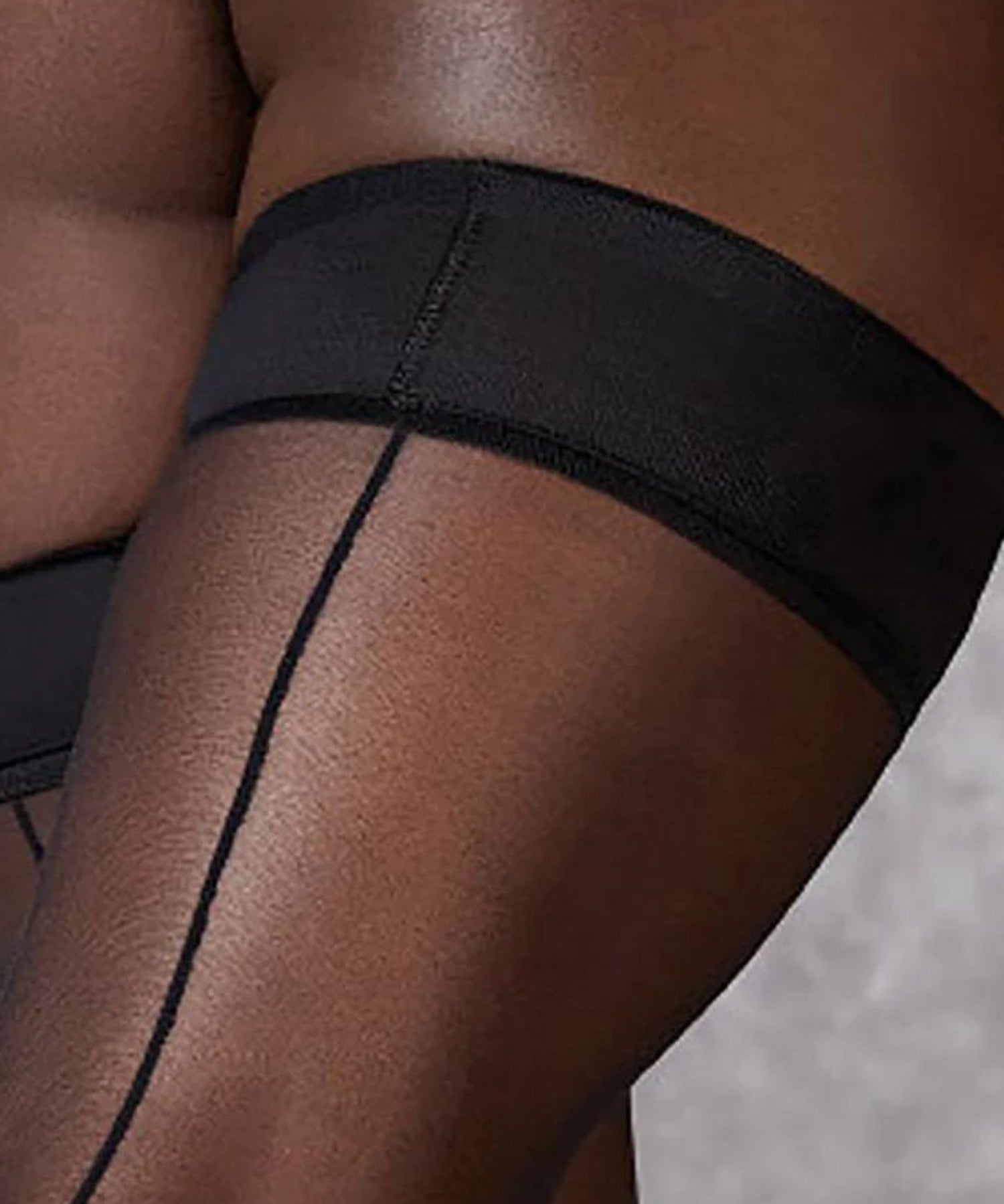 Bluebella Back Seam Leg / Plain Top Hold Ups (Black) - Hosiery | Avec Amour Lingerie