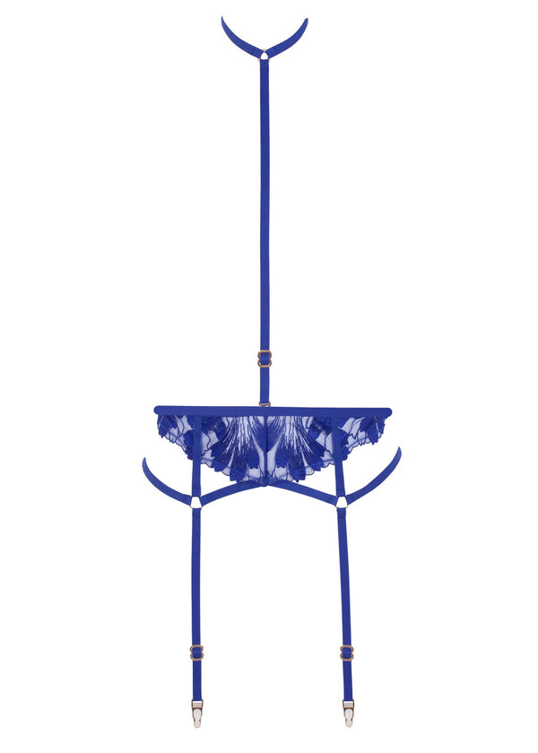 Bluebella Colette Suspender Harness (Detachable Harness) - Blue Embroidery | Avec Amour Sexy Lingerie