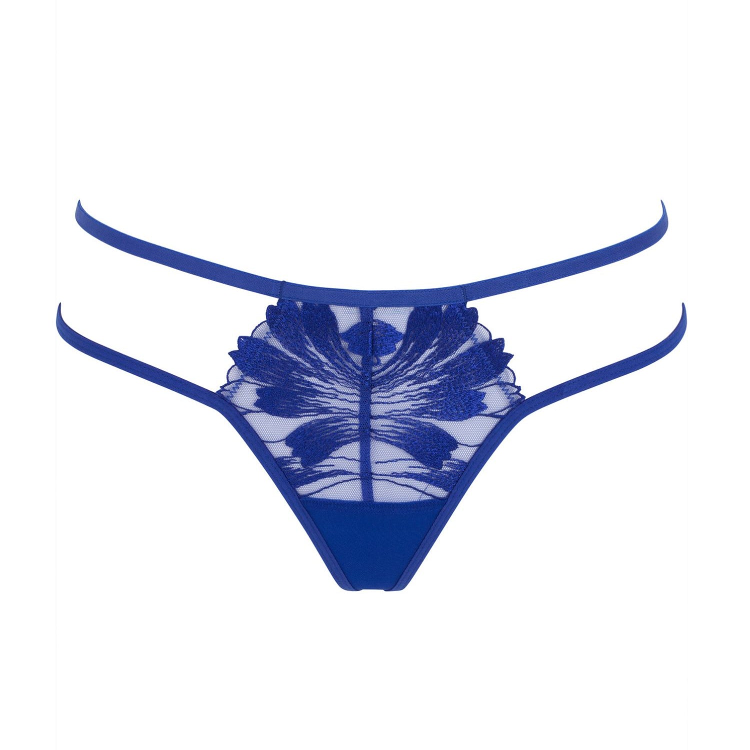 Bluebella Colette Thong - Blue Embroidery G-String, Cutout Design | Avec Amour Sexy Lingerie