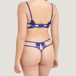 Bluebella Colette Thong - Blue Embroidery G-String, Cutout Design | Avec Amour Sexy Lingerie