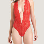 Bluebella Elodie Soft Body (Tomato Red) - Red Lace Bodysuit | Avec Amour Sexy Lingerie