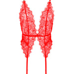 Bluebella Grace Soft Basque (Tomato Red) - Red Lace Bodysuit | Avec Amour Sexy Lingerie
