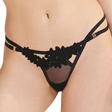 Bluebella Harley Black Embroidery Thong - Luxury Lingerie