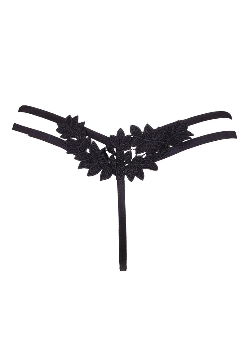 Bluebella Harley Black Embroidery Thong - Luxury Lingerie