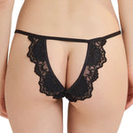 Bluebella Ina Open Back Brief - Black Mesh Peephole Panty - Sexy Lingerie