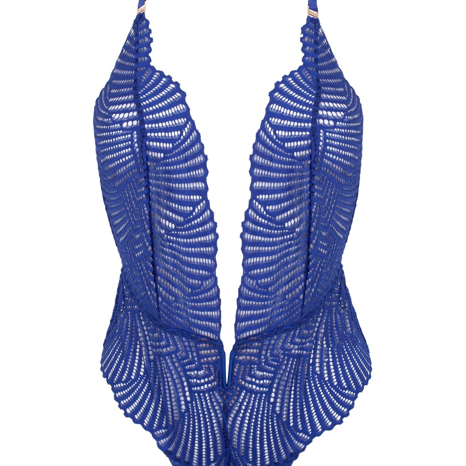 Bluebella Iris Soft Body - Blue Lace Cross-Back Bodysuit | Avec Amour Sexy Lingerie