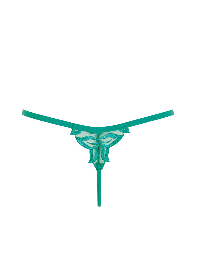 Bluebella Isadora Thong (Columbia Green) - Lace Embroidery Underwear | Avec Amour Luxury Lingerie