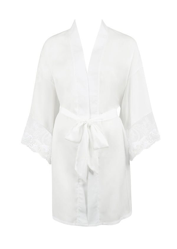 Bluebella Marseille Luxury Satin Kimono (White) | Avec Amour Sexy Lingerie