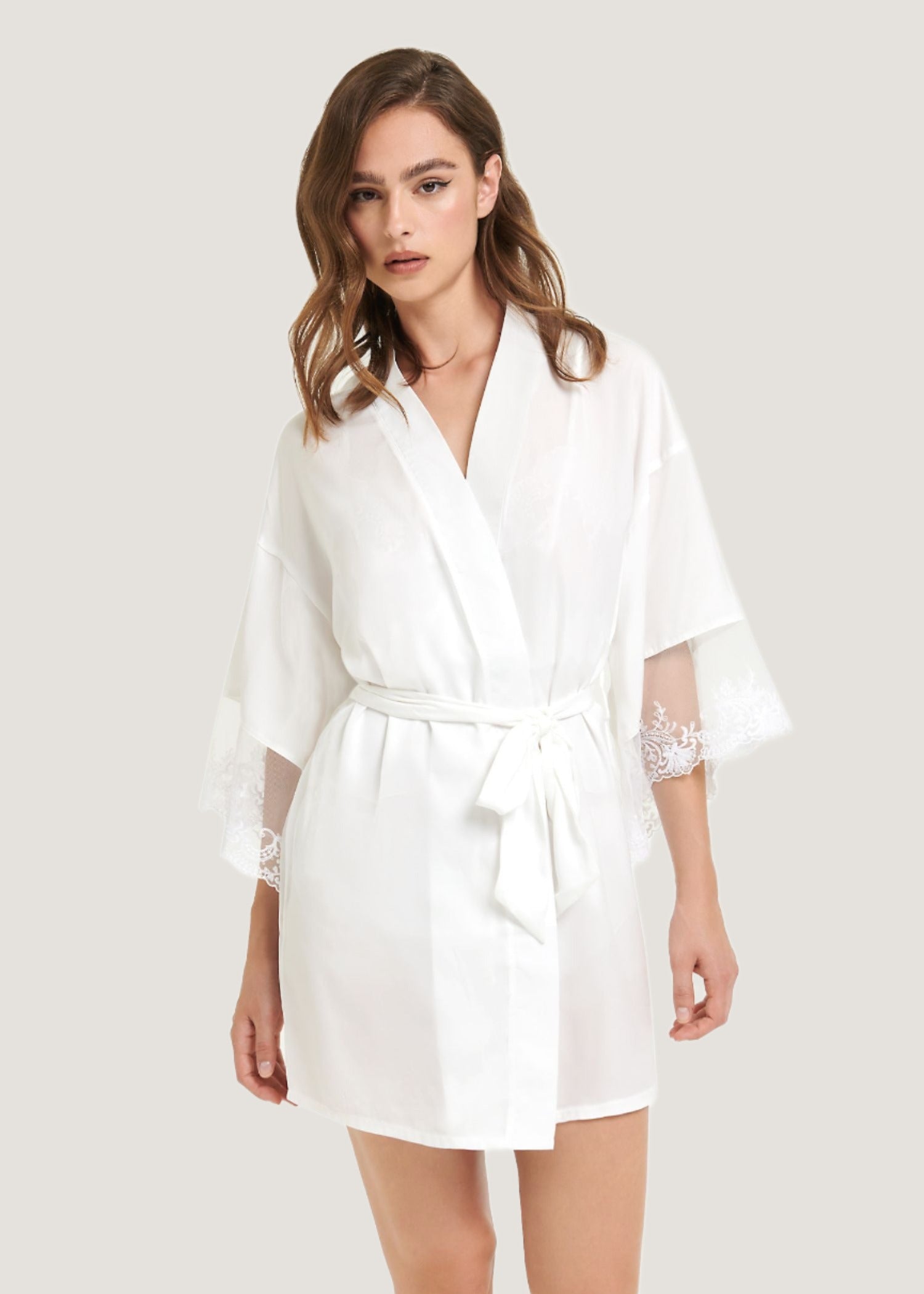 Bluebella Marseille Luxury Satin Kimono (White) | Avec Amour Sexy Lingerie