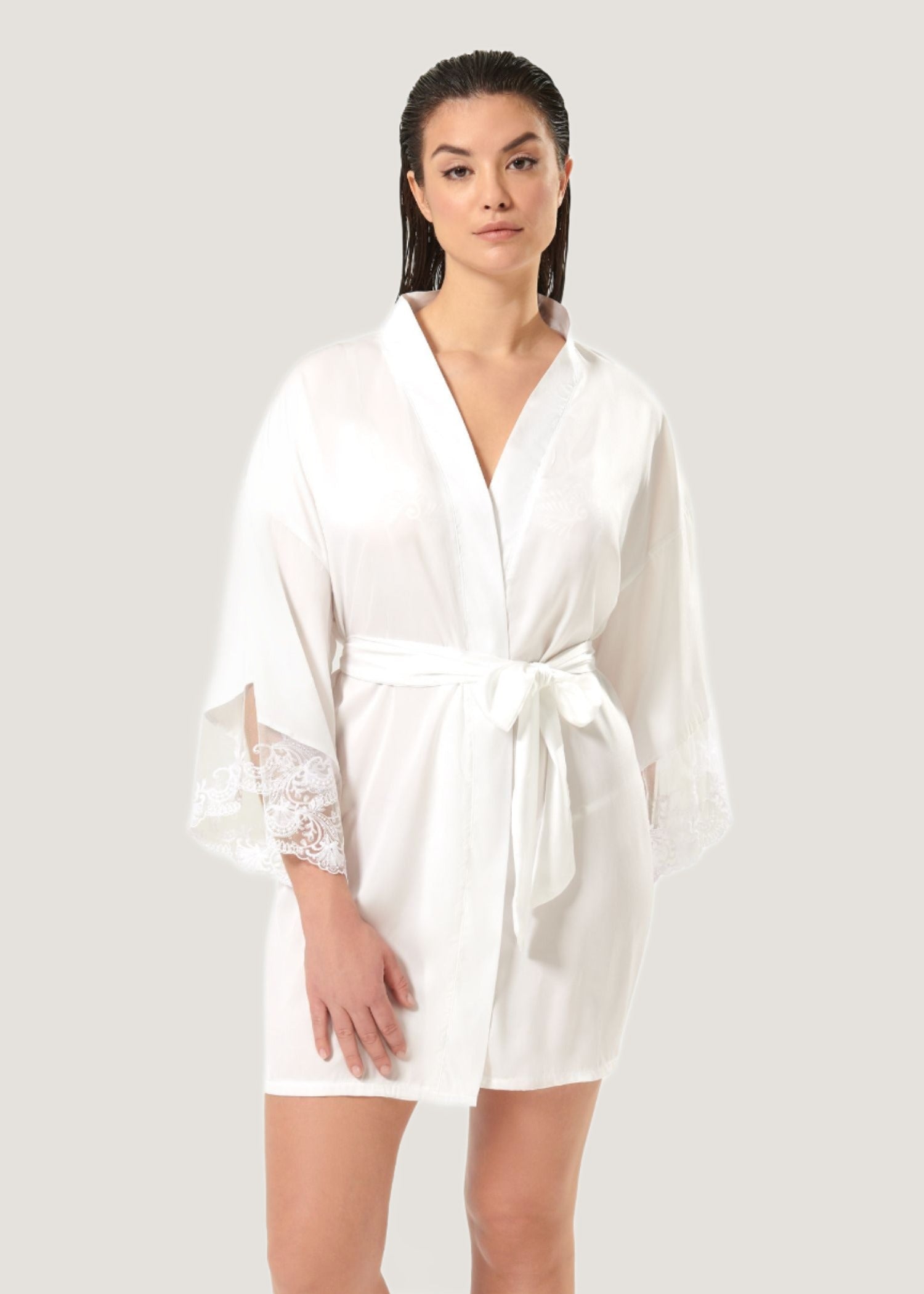 Bluebella Marseille Luxury Satin Kimono (White) | Avec Amour Sexy Lingerie