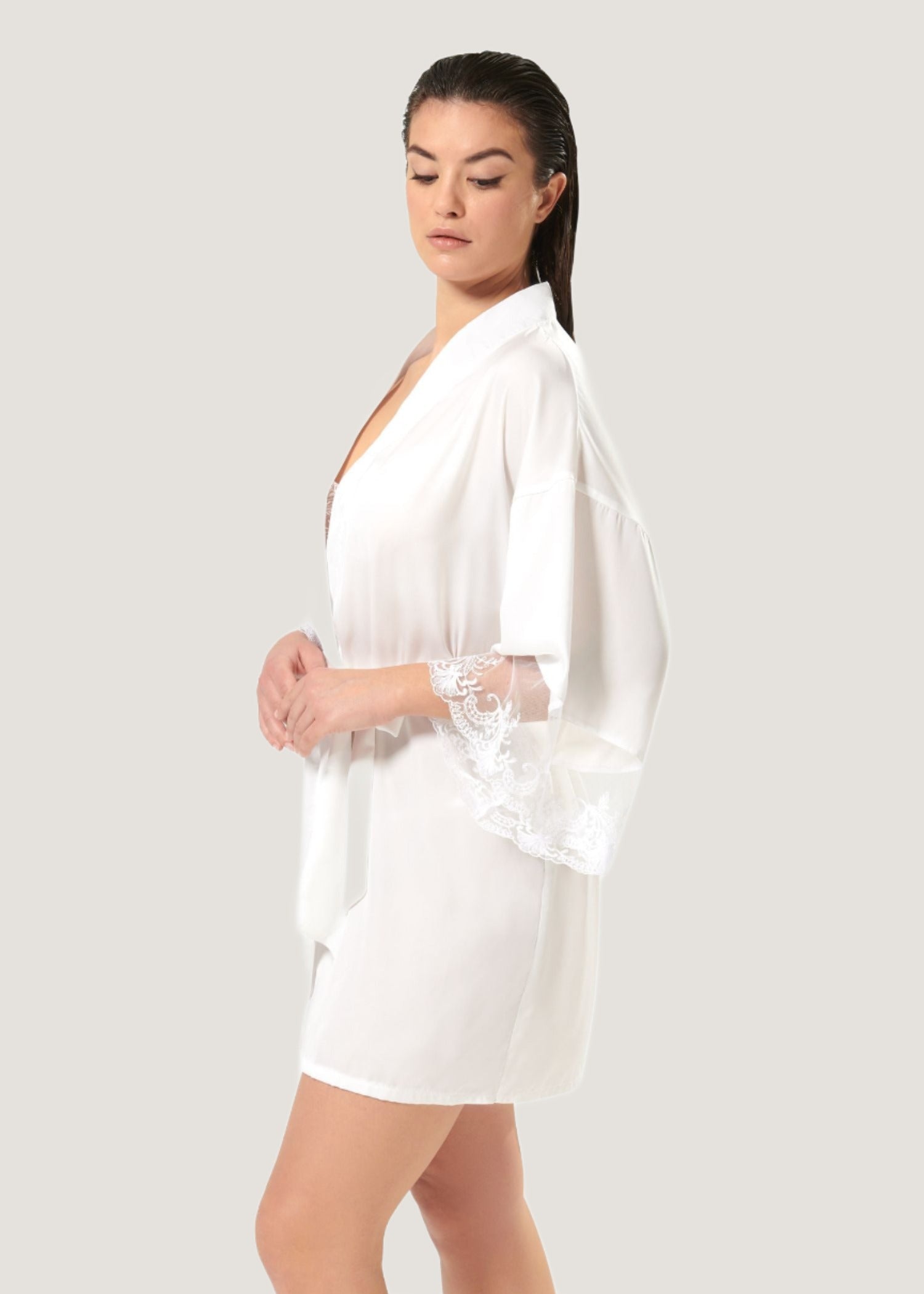 Bluebella Marseille Luxury Satin Kimono (White) | Avec Amour Sexy Lingerie