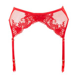 Bluebella Marseille Suspender (Tomato Red)  - Soft Embroidery Lace | Avec Amour Luxury Lingerie