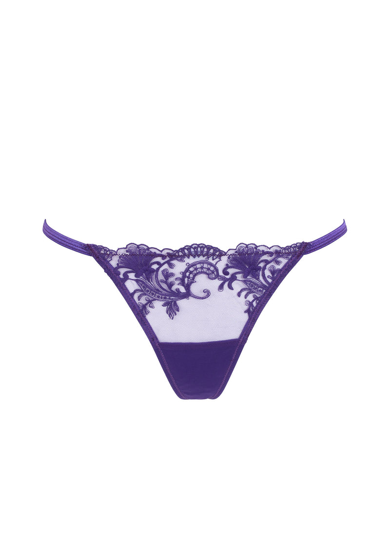 Bluebella Marseille Thong (Heliotrope Purple) - Embroidery Lace Underwear | Avec Amour Luxury Lingerie
