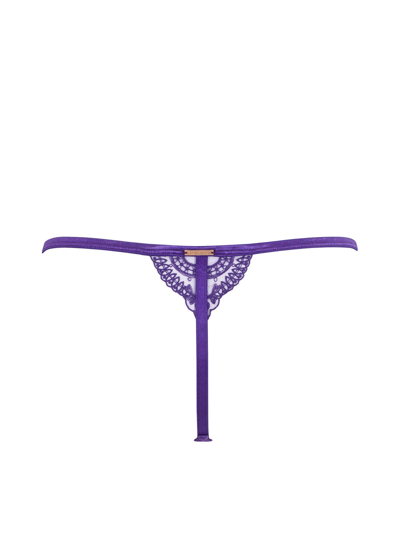 Bluebella Marseille Thong (Heliotrope Purple) - Embroidery Lace Underwear | Avec Amour Luxury Lingerie