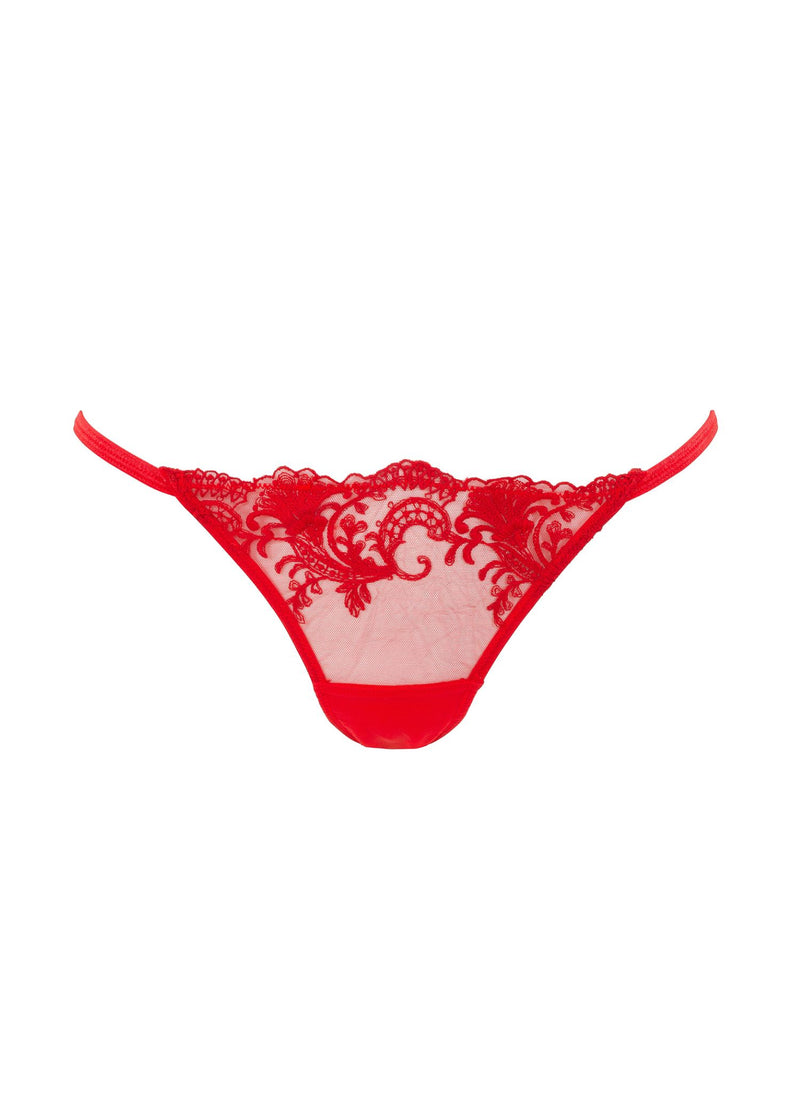 Bluebella Marseille Thong (Tomato Red) - Superfine Embroidery Lace | Avec Amour Luxury Lingerie