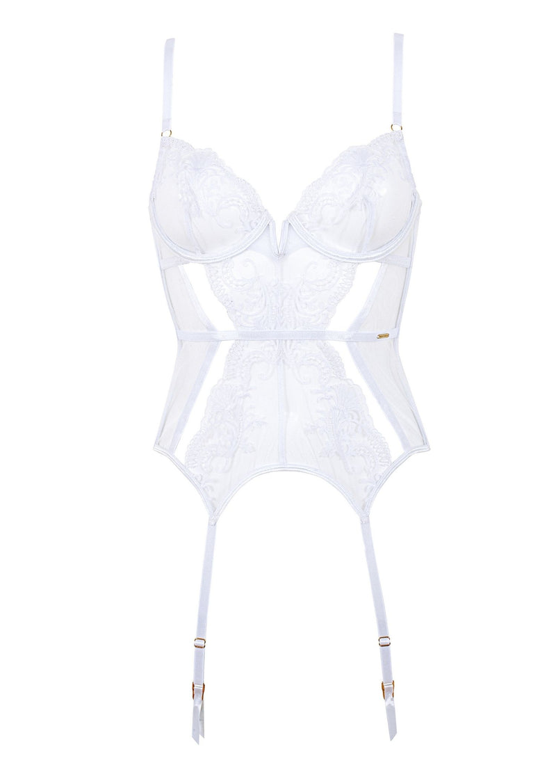 Bluebella Marseille (White) Basque - Underwired Lace Bodysuit - Avec Amour Sexy Lingerie