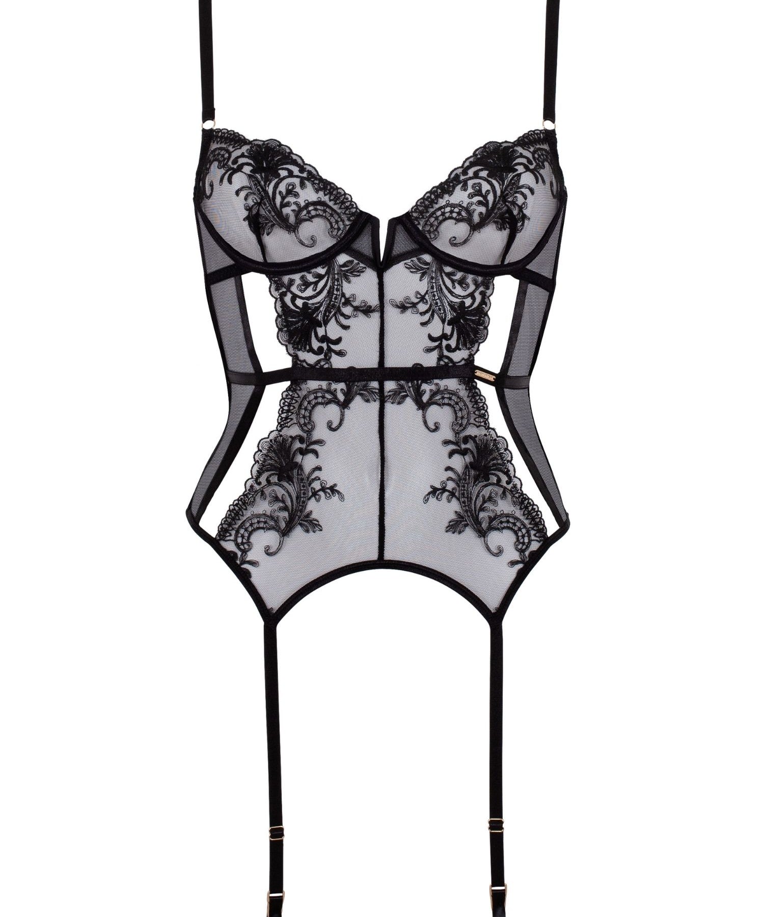 Bluebella Marseille Underwired Black Basque - Bodysuit - Luxury Lingerie