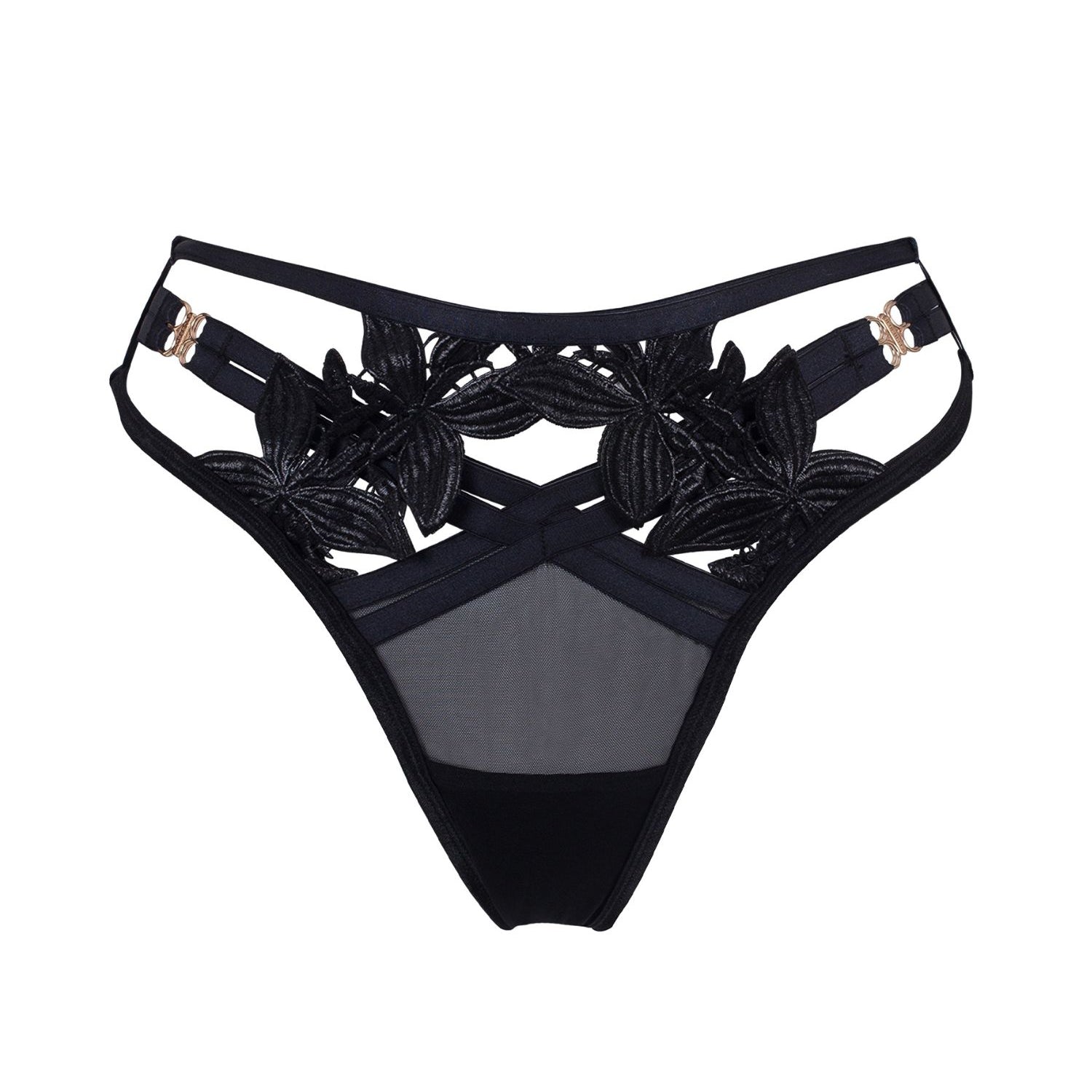 Bluebella Ophelia High-Waisted Thong (Black) | Avec Amour Sexy Lingerie