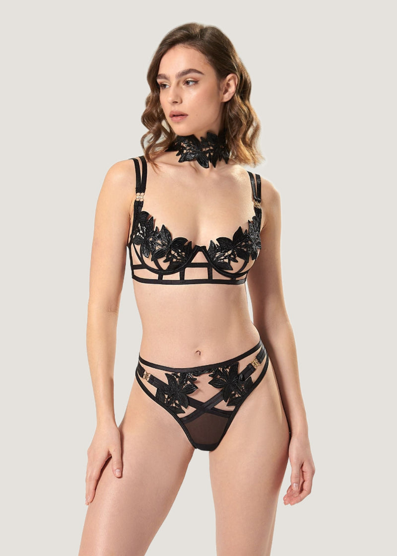 Bluebella Ophelia High-Waisted Thong (Black) | Avec Amour Sexy Lingerie