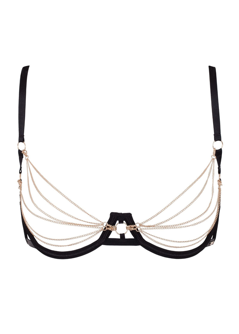 Bluebella Oriana Underwire Open Bra with Gold Chain - Sexy Lingerie