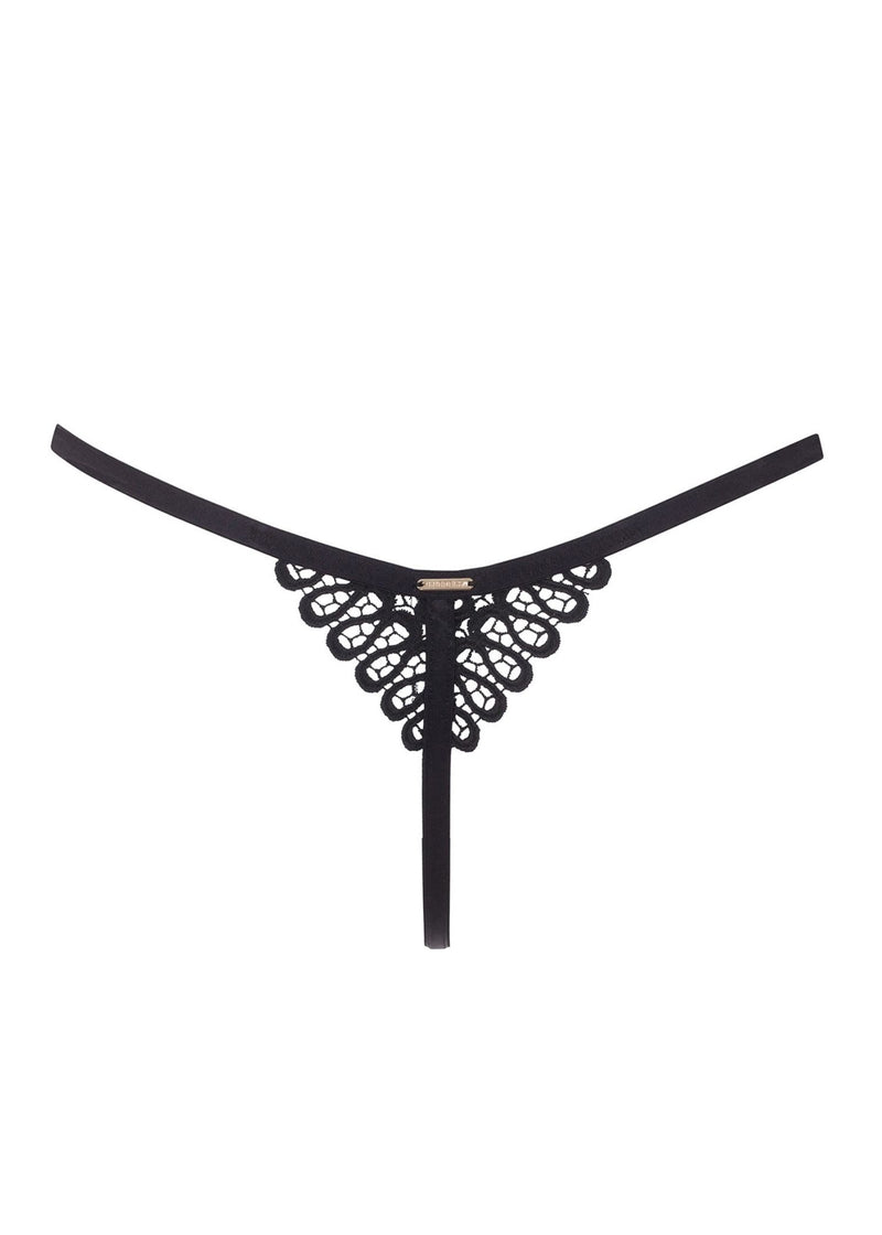 Bluebella Tallulah (Black) Thong - Lace Embroidery Underwear | Avec Amour Sexy Lingerie
