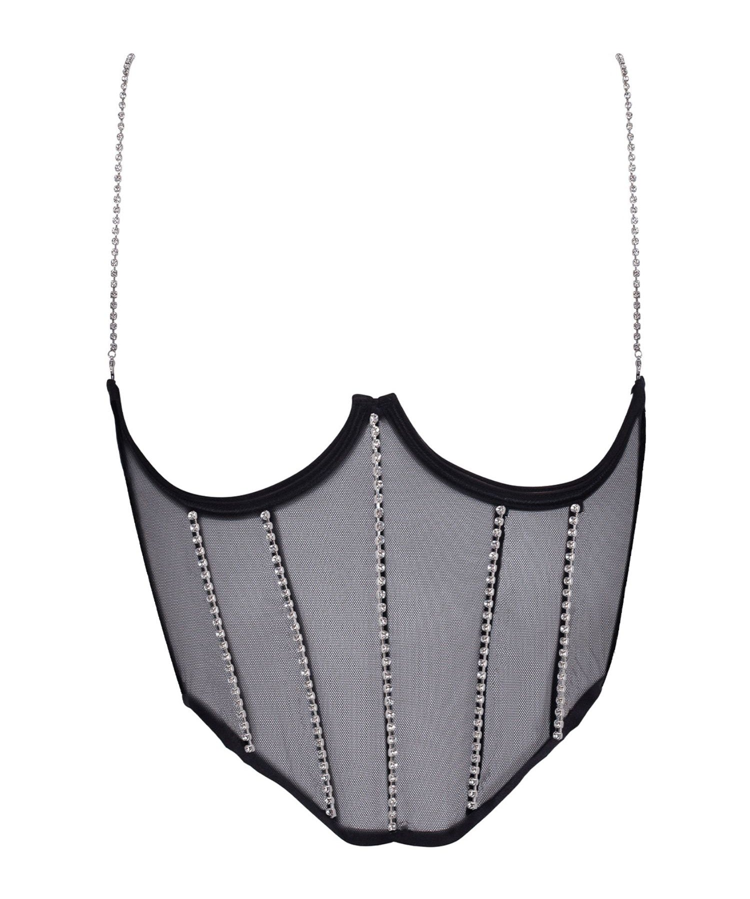 Bluebella Zenn Open Wired Bustier (Black/Silver) | Avec Amour Sexy Lingerie