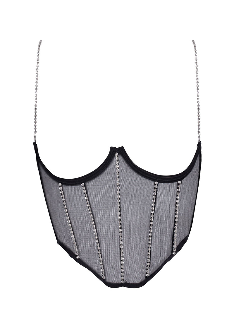 Bluebella Zenn Open Wired Bustier (Black/Silver) | Avec Amour Sexy Lingerie