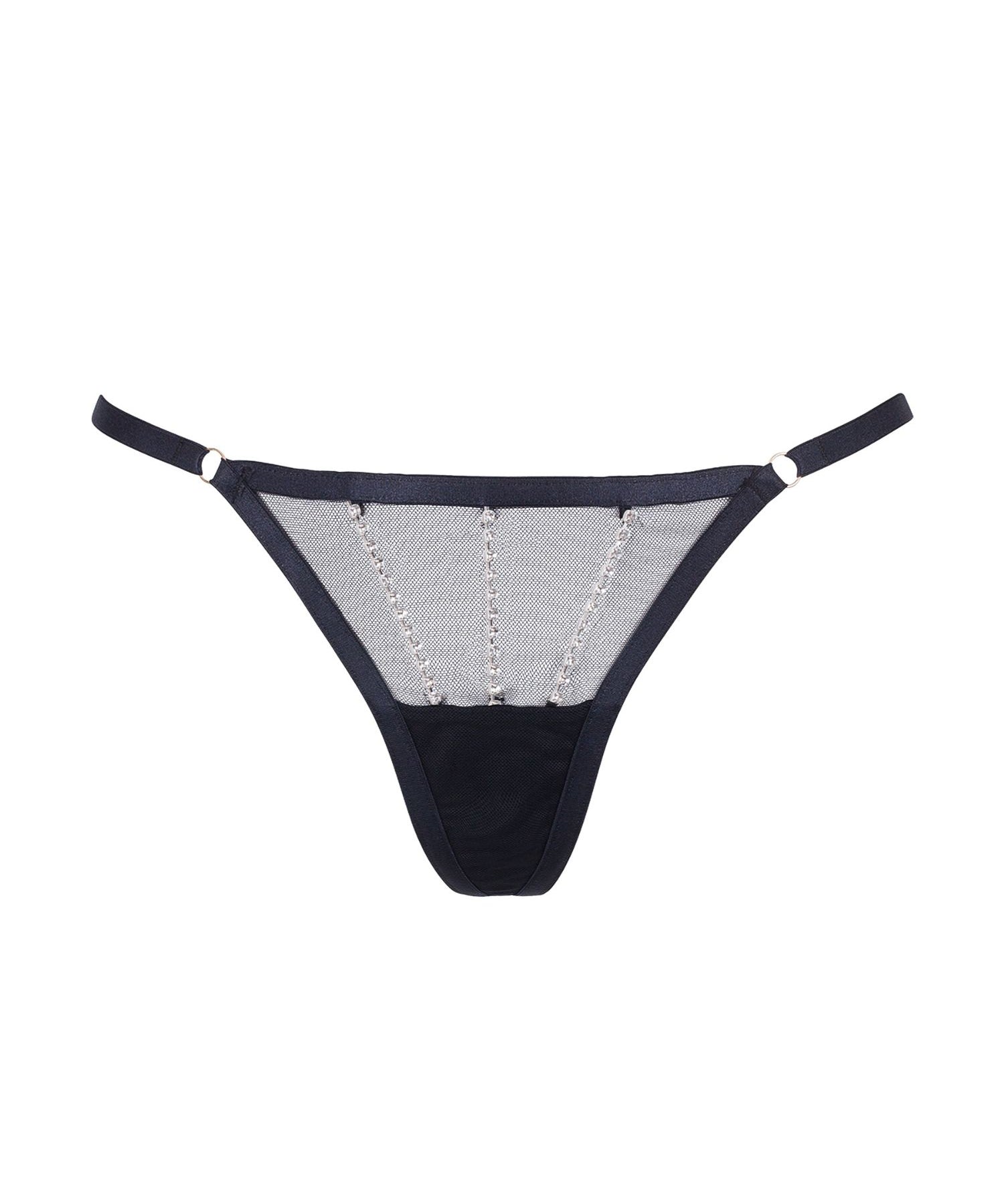 Bluebella Zenn Thong (Silver/Black) | Avec Amour Sexy Lingerie