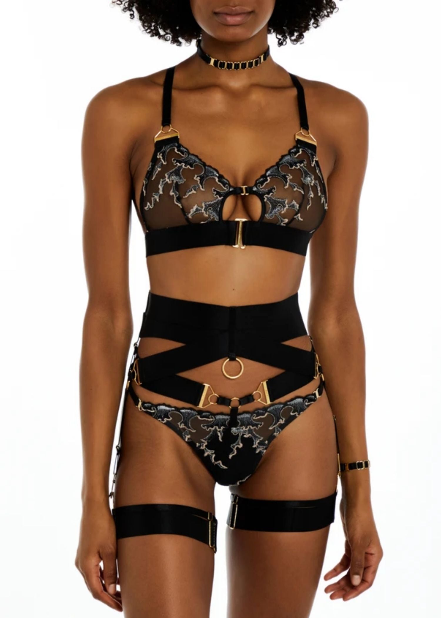 Bordelle Aurea Suspender Belt (Black) - Luxury Lingerie - Sexy Lingerie