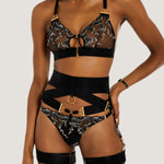 Bordelle Aurea Suspender Belt (Black) - Luxury Lingerie - Sexy Lingerie
