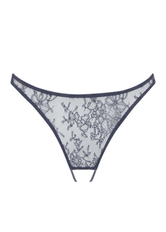 Coco de Mer Arabela Open Knicker - Grey Lace Ouvert Brief - Sexy Lingerie
