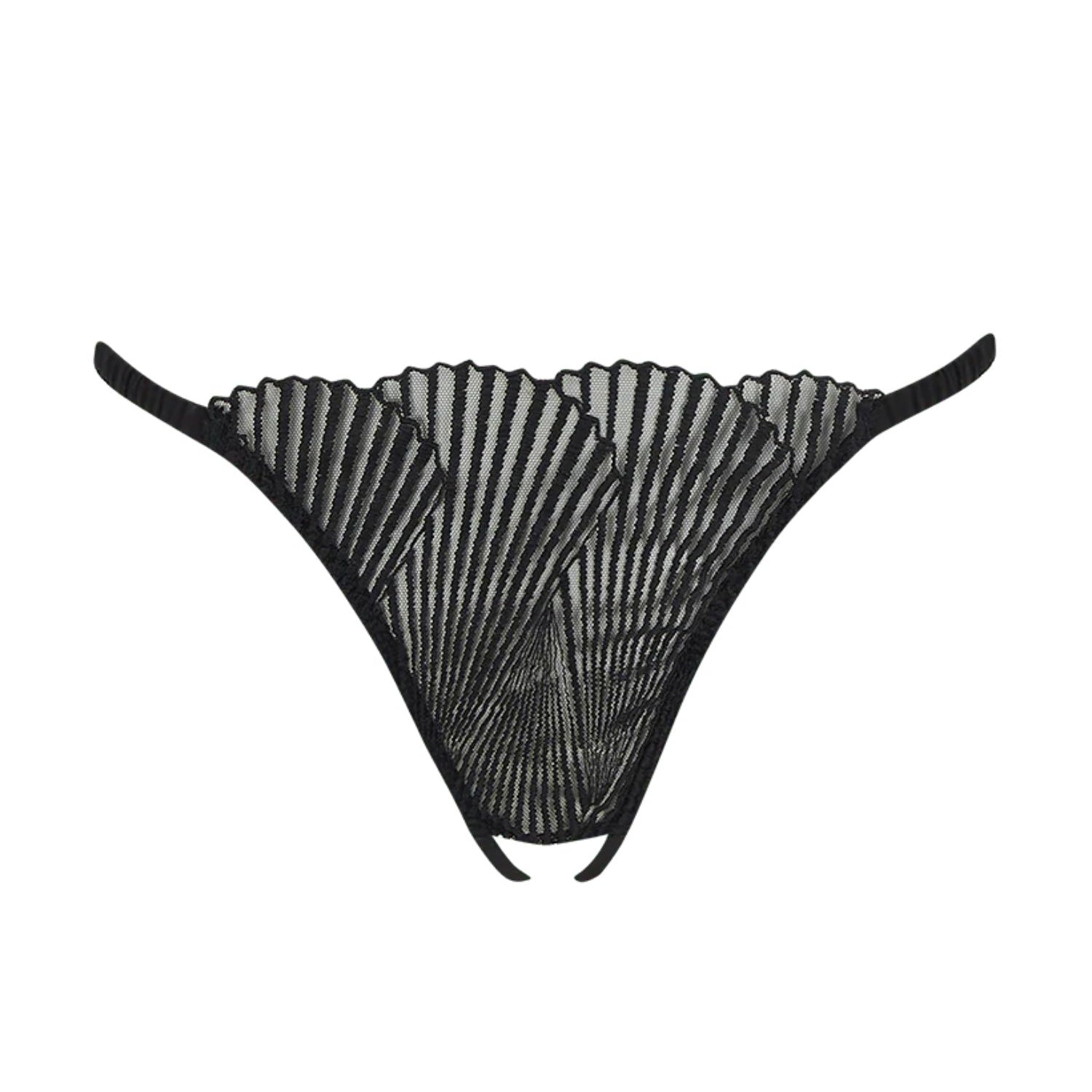 Coco de Mer - Athena Open Thong (Black) - Crotchless Underwear | Avec Amour Sexy Lingerie