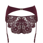 Coco de Mer Camellia Suspender Knicker (Sienna) - Red Lace Panty with Suspender | Avec Amour Luxury Lingerie