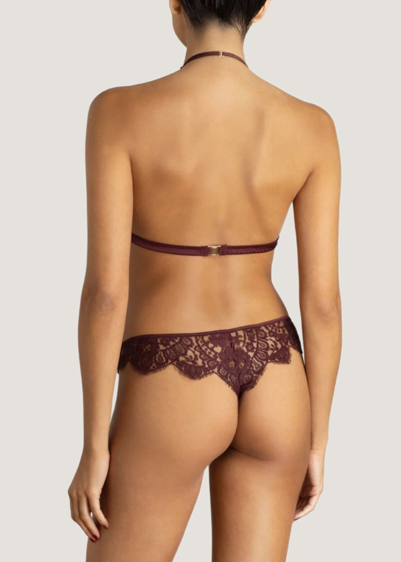 Coco de Mer Camellia Thong (Sienna) - Red Lace Underwear | Avec Amour Luxury Lingerie