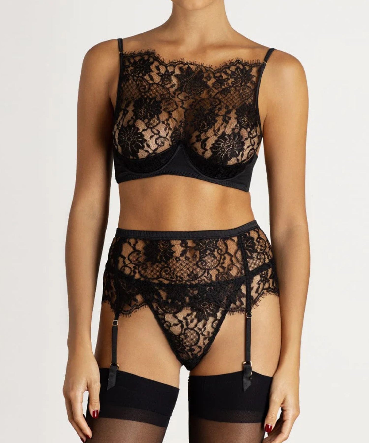 Coco de Mer - Hera High Neck Balconette Bra (Black) | Avec Amour Luxury Lingerie