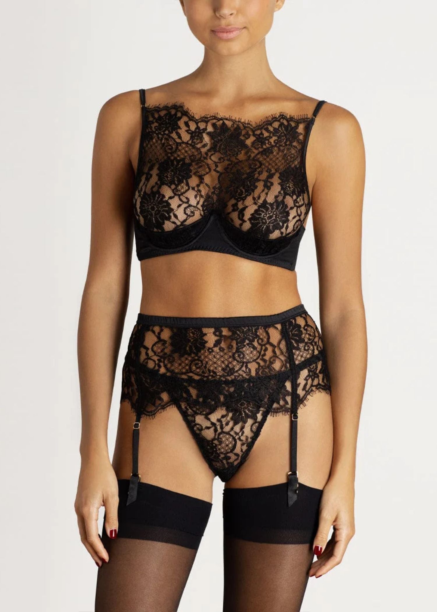 Coco de Mer - Hera High Neck Balconette Bra (Black) | Avec Amour Luxury Lingerie