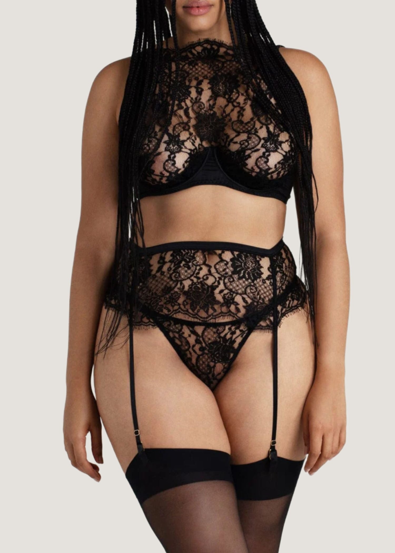 Coco de Mer - Hera High Neck Balconette Bra (Black) | Avec Amour Luxury Lingerie