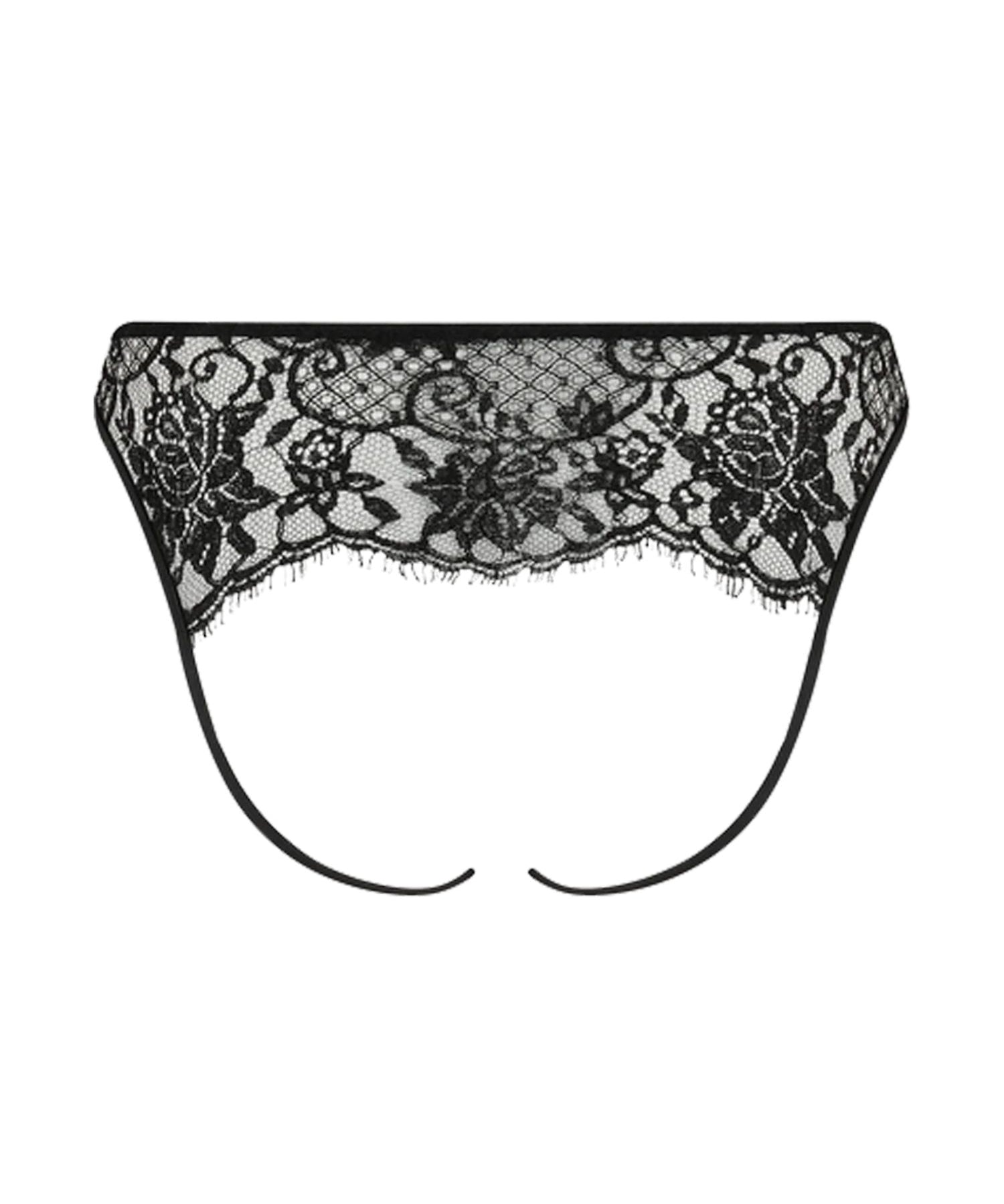 Coco de Mer Hera Open Knicker (Black) - Crotchless Panty | Avec Amour Sexy Lingerie