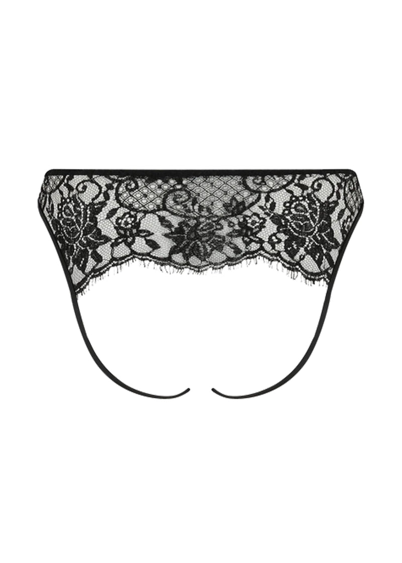 Coco de Mer Hera Open Knicker (Black) - Crotchless Panty | Avec Amour Sexy Lingerie