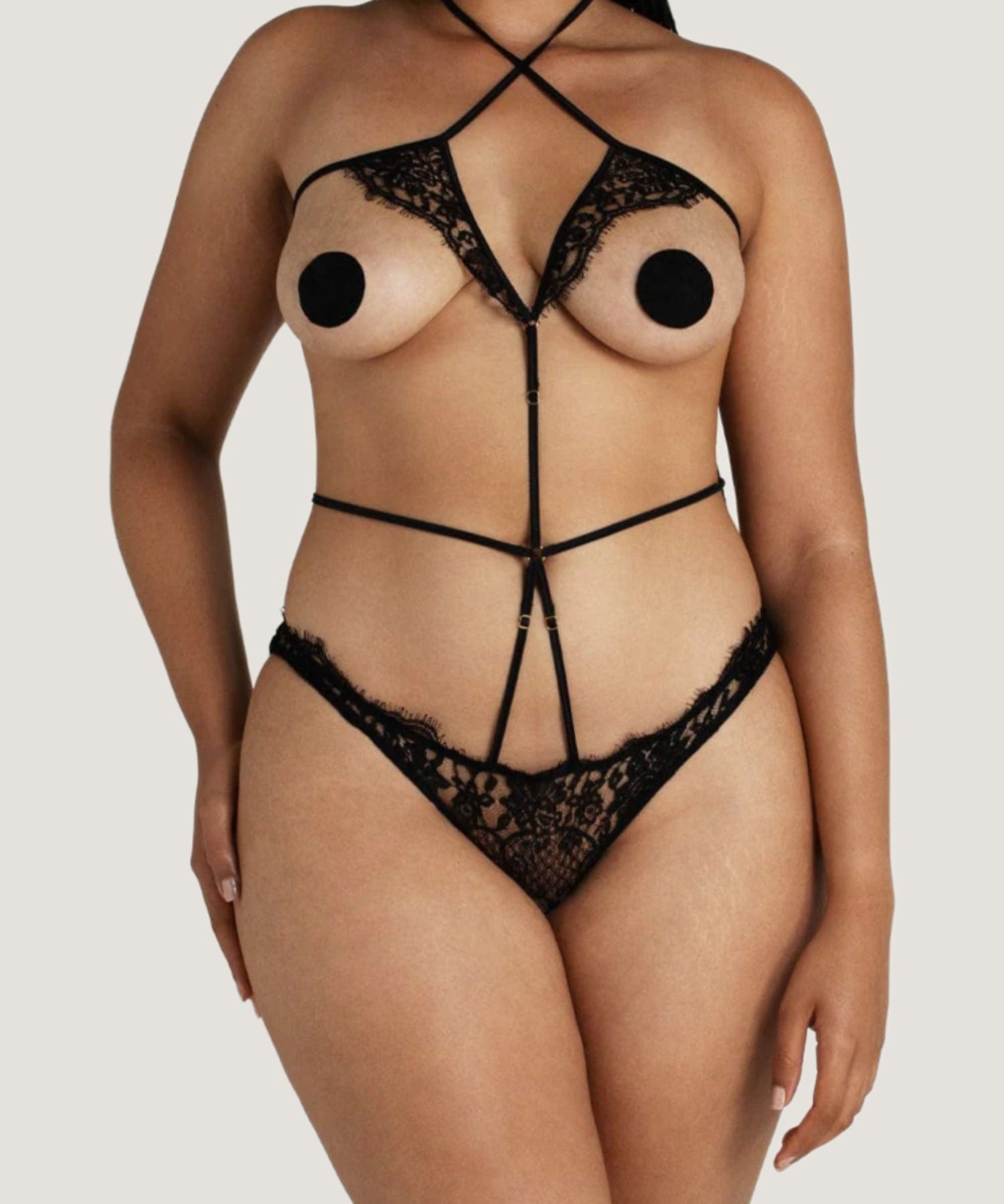 Coco de Mer - Hera Playsuit (Black) - Cupless, Ouvert | Avec Amour Sexy Lingerie
