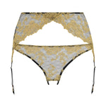 Coco de Mer Olympia Suspender Open Knicker (Black/Gold) | Avec Amour Luxury Sexy Lingerie