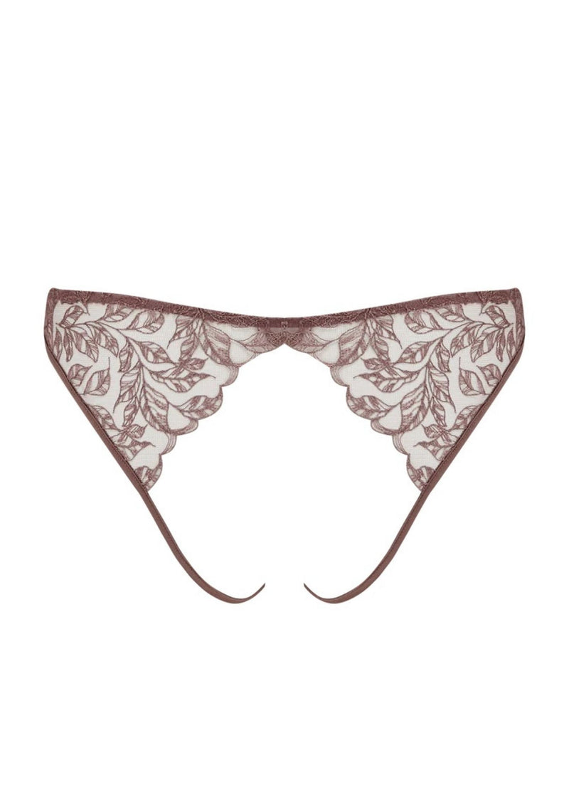 Coco de Mer Paeonia Open Knicker - Taupe Lace - Ouvert Panty | Avec Amour Sexy Lingerie