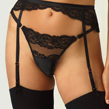 Coco de Mer Seraphine Black Lace Suspender Belt - Sexy Lingerie