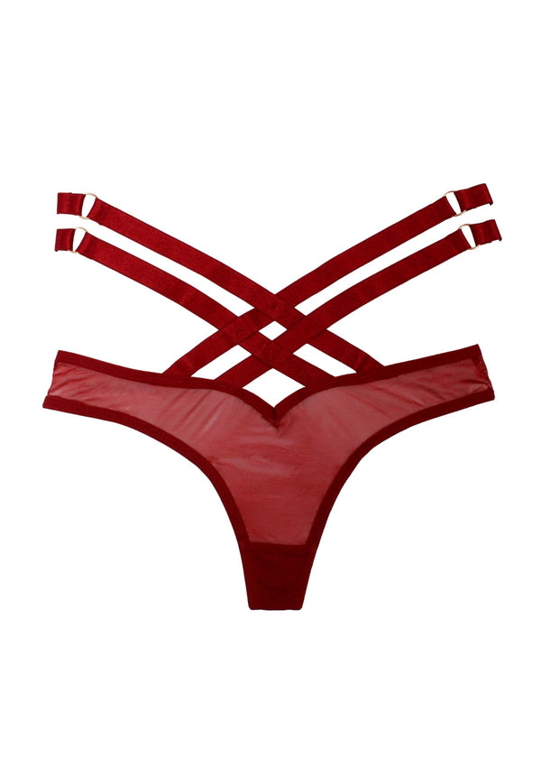 KissKill Addict (Red) Weave G-String - Avec Amour Lingerie Boutique